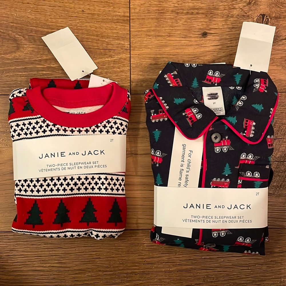 NWT Janie and Jack Christmas pajama set- 2 pair